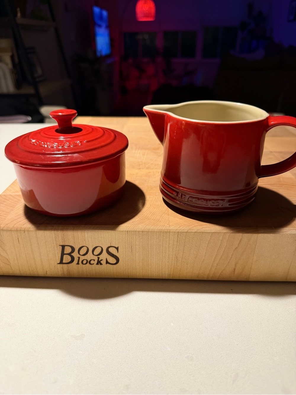 Le Creuset Sugar and Creamer Set, Cerise Red